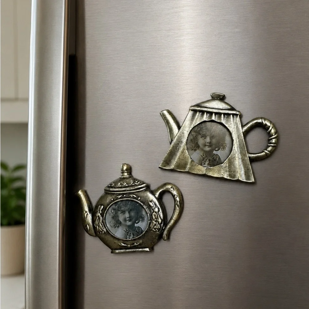 Antique Elegant Silver Teapot Magnets
